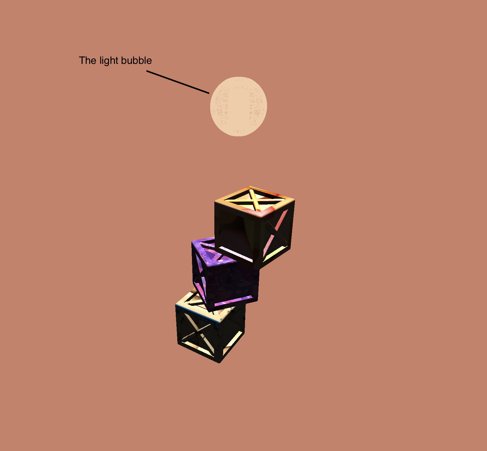 An example of the light bubble in a 3D scene